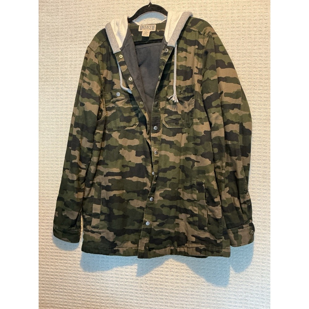Duluth Trading Men's Fire Hose Camo Limber Jac Hooded Jacket LARGE TALL 89326‎